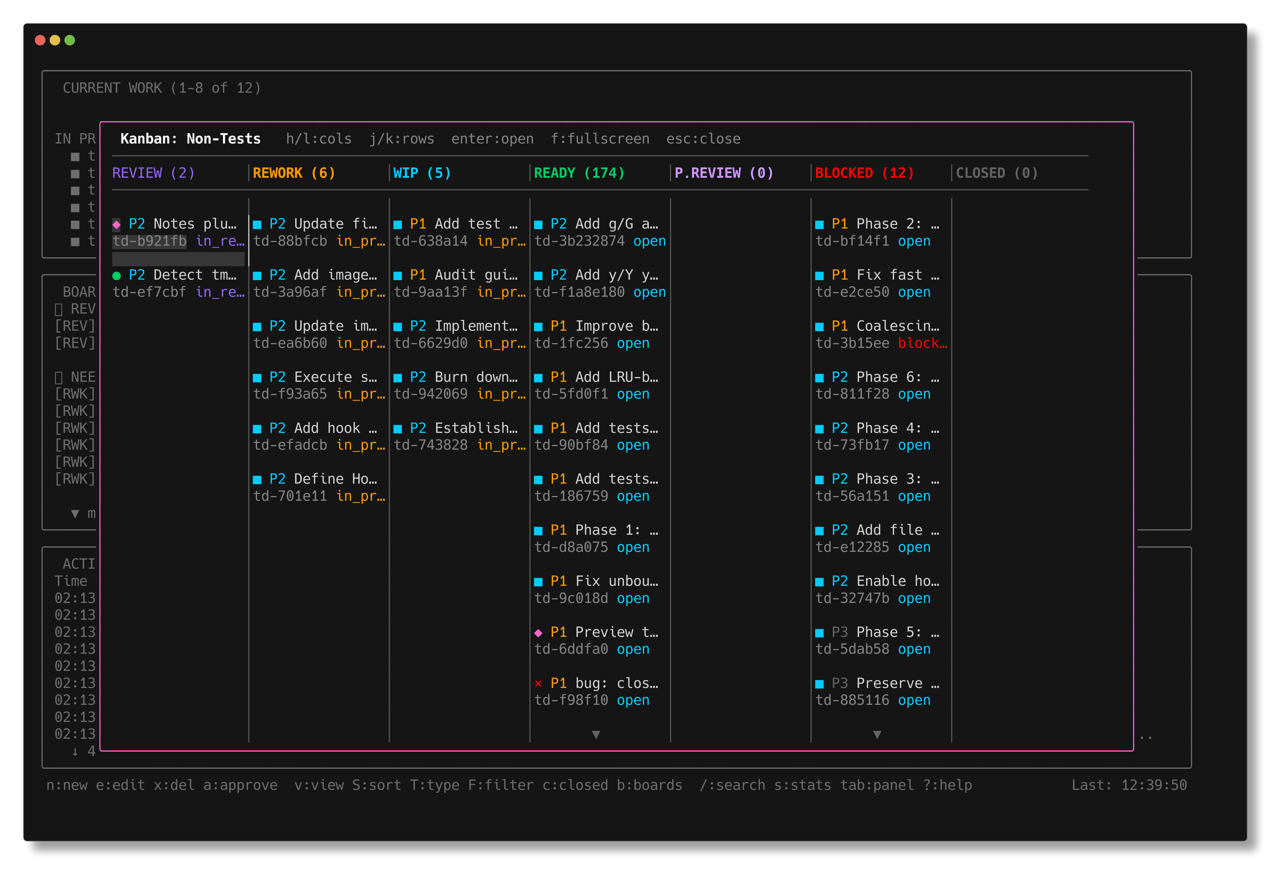Kanban board overlay
