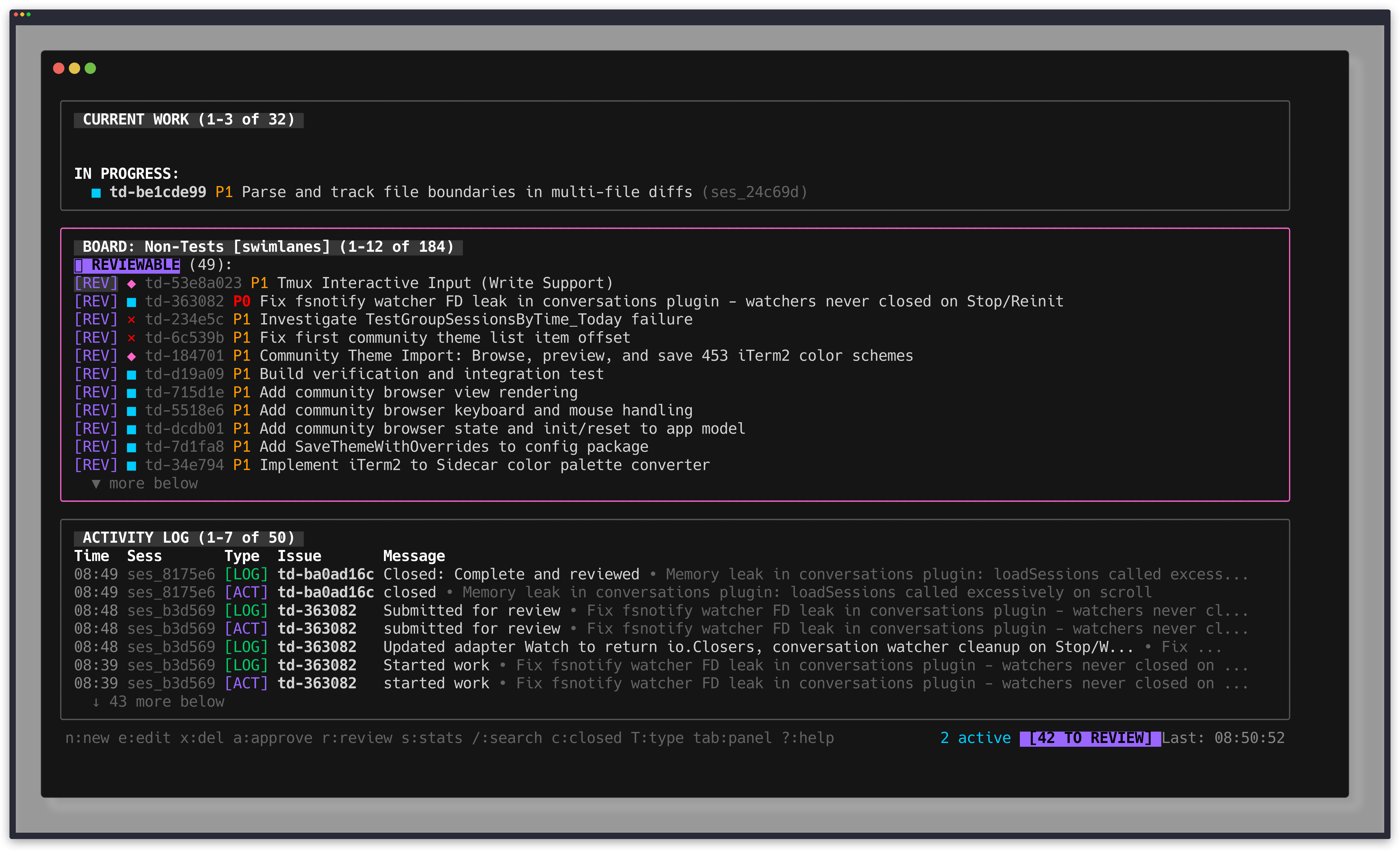 td monitor TUI dashboard